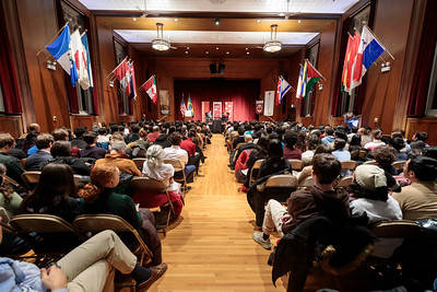Dilma Rousseff, former President of Brazil, talks with Simon Romero, national correspondent for The New York Times, at an event sponsored by the Institute of Politics, UChicago Global and CLAS.